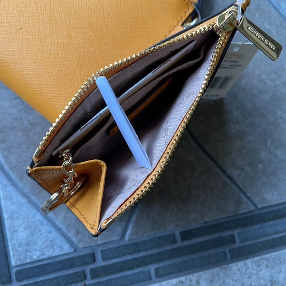 Michael Kors Jet Set Travel Marigold Small Top Zip Coinpouch with ID Key Holder - Picture 8 of 16